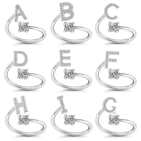 Letter zircon ring