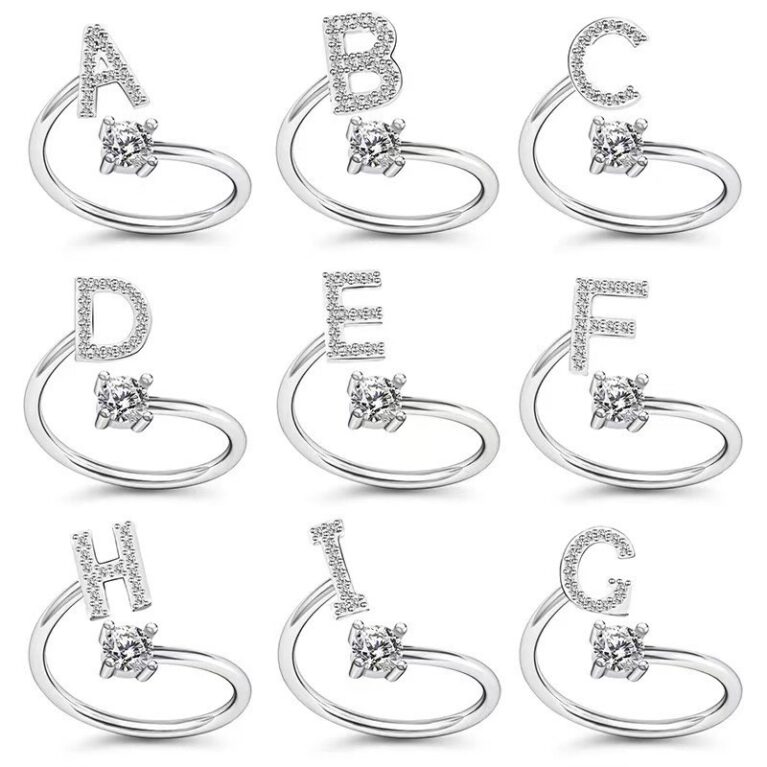 Letter zircon ring