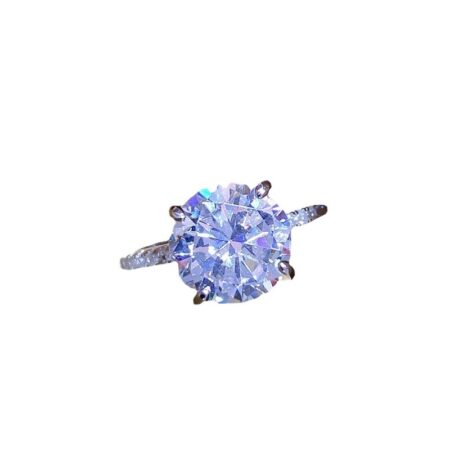 Round diamond sterling silver gold-plated ring